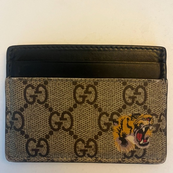 Gucci Beige and Black Tiger Card Holder - Picture 1 of 4